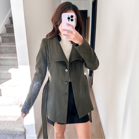 Aritzia Babaton Wool Cashmere Connor Coat Olive Green Short XXS - Picture 3 of 9